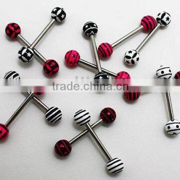 Fashion resin ball barbell tongue ring body piercing jewelry