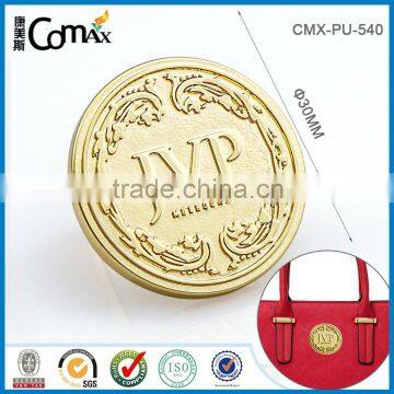 Round Relief Logo Custom Handbag Metal Tags