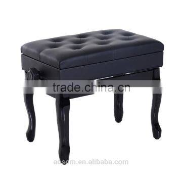 HomCom 26" Wood/Leather Adjustable Tufted Piano Bench with Storage - Black