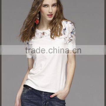 Round Collar Printing Bud Silk Gauze Shirt With Short Sleeves photo-6
