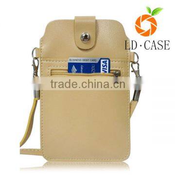 Leather Messenger Cross Body Bag Cell Phone Neck Purse Pouches