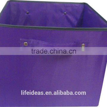 Pure Color Printing Non-woven Fabric Storage Box With Handles Purple photo-3