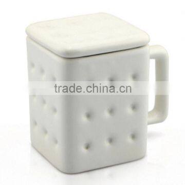 GRS design customized ceramic biscuit shaped mug for advertising