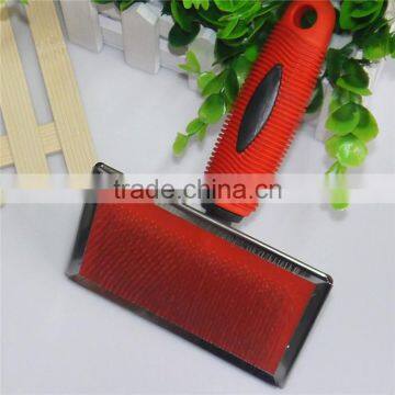 square cat slicker grooming brush with long handle