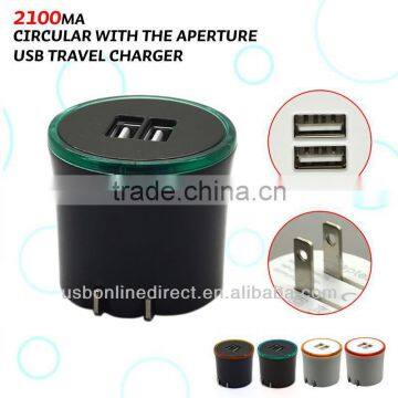 wholesale 2100mA aperture dual mini micro usb wall charger Black +Orange aperture for iphone samsung htc blackberry