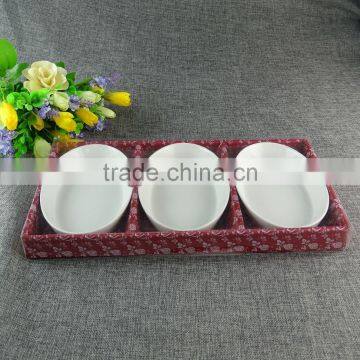 stock ceramic egg shaped deep plates sets color box packing