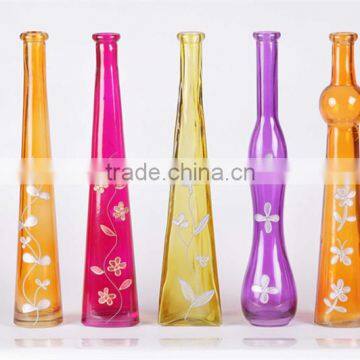 decorative glass flower vase with hand drawing