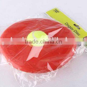 2PC Plastic pet toy hollow frisbee with tennis ball/new design hot sale dog toy