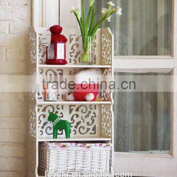 Wood Plastic Plate 4 Tier Modern Storage Organization Rack and Display Rack