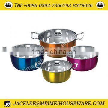 Stainless steel cookware pot with color