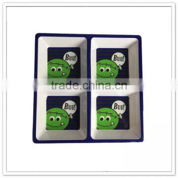 Santa Claus Hand-painted 3 Sections Oblong Christmas Divided Food Trays Plastic photo-2