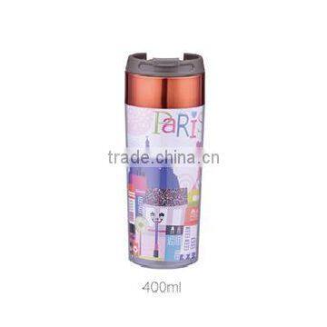 350ml/400ml/450ml Stainless Steel Inner Plastic Outer Steel Double Layer Cup photo-2