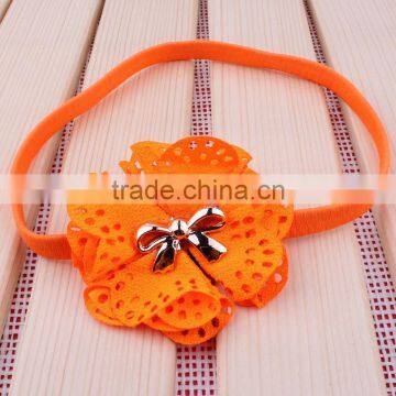 Fabric Flower With Bow Center Fabric Flower Headband photo-3