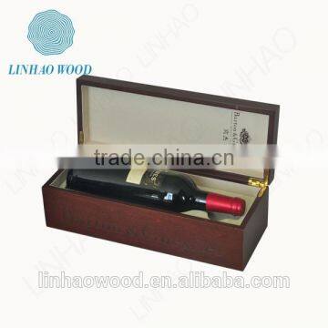 painted single bottle wooden wine box with holder and lid