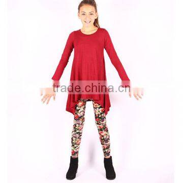 Childrens Boutique Clothing Sets Western Style Casual Plus Size Tunic Top Floral Leggings Set Girls Clothing In Bulk 2017