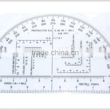 Kearing R.A.6 inch Protractor in Degrees and Mills field kit for accurate map reading #KMP-1