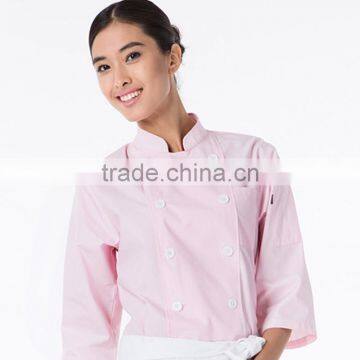 Kitchen Chef Cookware Restaurant Pink Color Long Sleeve Ladies Chef Coat