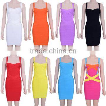 Spaghetti Strap Bandage Dress 2014 High Quality Women Candy HL Bodycon Dresses Colorful White Black Red Yellow Purple