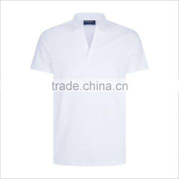Guangzhou Custom New Design V Neck Men'S Cotton Polo Shirts In Pure White photo-3