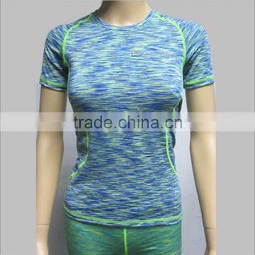 2016 Latest Women Colorfull Spandex Gym Wear Wholesale Fitness Tshirt