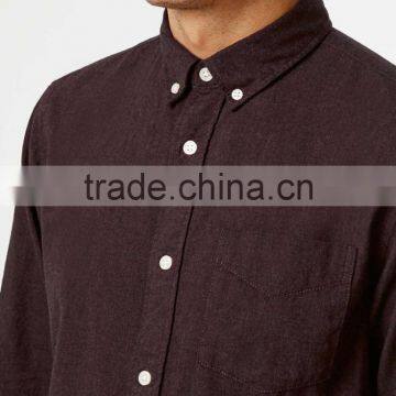Burgundy Hemp Cotton Blend Shirts for Man photo-2