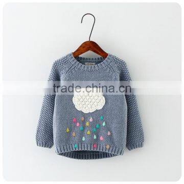 New Winter Cartoon Baby Girls Sweater Cloud Raindrops Kids Clothes Children Sweater Warm Long Sleeve for Girls Knitwear photo-3