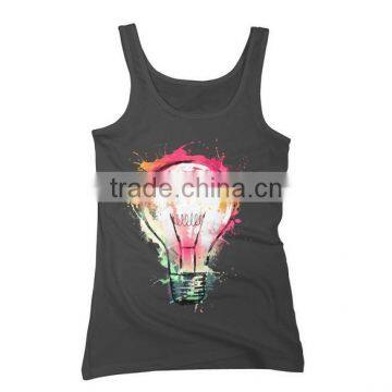 China Custom 100 Cotton Muscle Printed Tank Top Wholesale photo-2
