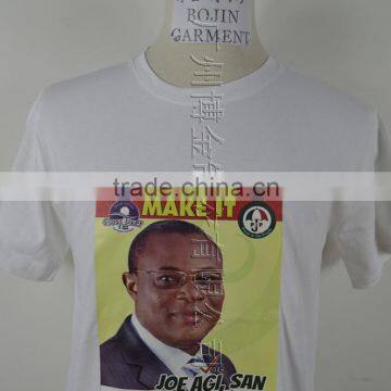 White Color Printed Face Cheap Election Tshirt 100% Polyester 140~150g photo-3