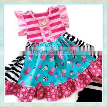 girl dress new arrival 2017 tunic pink lovely pig series girls party dresses