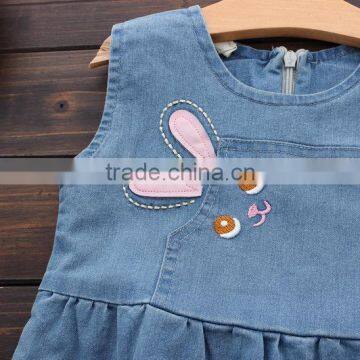 Wholesale Summer Short Sleeve Cotton Donim Baby Girl Dress Frocks photo-4