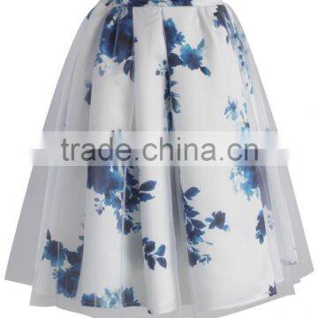 2016 Guangzhou Shandao OEM/ODM Custom Design Elegant Women Short A Line Ruffle Cotton Flower Printed Skirts photo-4