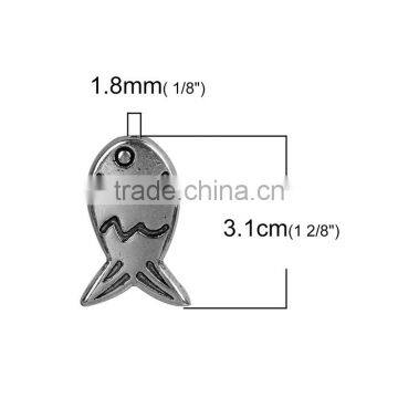 Zinc Based Alloy Spacer Beads Fish Animal Antique Silver photo-2