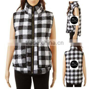 Wholesale Winter Plaid Quilted Vest Buffalo Women Vest