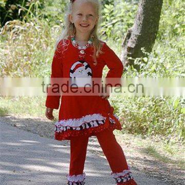 charming kids santa claus applique ruffle christmas cotton girls sets