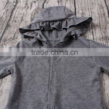 2016 Yawoo Wholesale New Designs Gray Plain Cotton Hoodie Cardigan Girls Fall Clothes photo-2