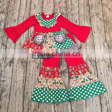 new style baby girls christmas outfit winter child clothing set girls ruffle cotton outfit kids girls clothes set