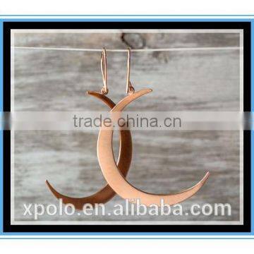 2016 New Design Gold Crescent Moon Earrings Gold Plated Sterling Silver Statement Earrings Fall Moon Jewelry photo-5