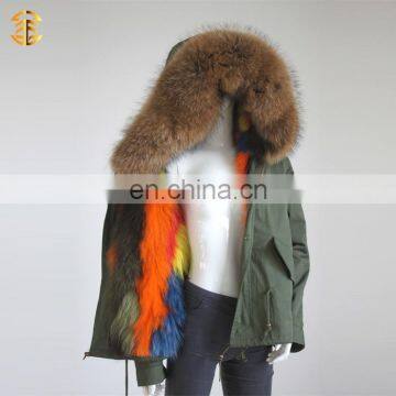 Short Style Warm Women Winter Lady Parka Fur Jacket