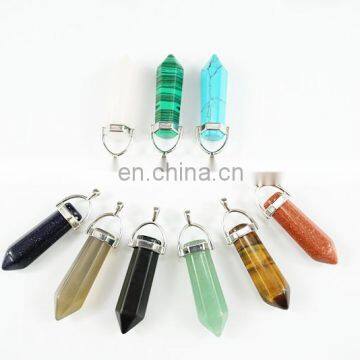 Beauty Natural Gemstone Hexagonal Prism Pointed Pendant Crystal 9 Colors