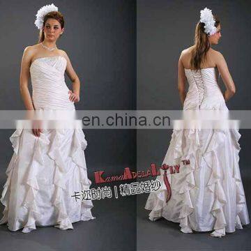 EB309 Elegant lotus hem Taffeta ornaments Wedding dress evening dresses