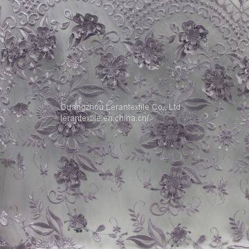 China manufacturer 3d flower embroidered lace fabric for dress