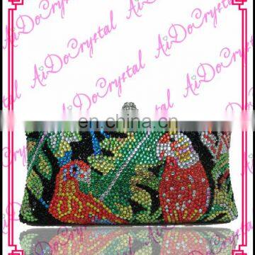 Aidocrystal handmade crystal mixed color bird pattern clutch/tote/ /purse/handbag/bag for party