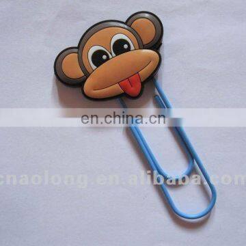 cute monkey logo custom made soft pvc rubber bookmark for sale