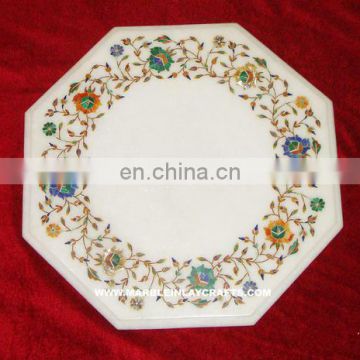 Inlay White Marble Coffee Table Top