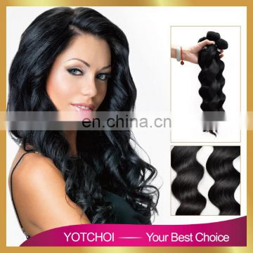 Qingdao Factory Price Double drawn Natural Color super wavy Non processed virgin hair weft human hair