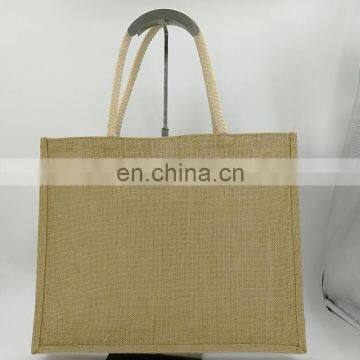 Cotton Handle Grocery Tote Waterproof Jute Bag With Zipper photo-2