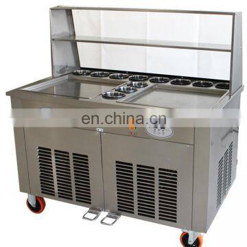 Double Square Pan Cone Fried Ice Cream Making Machine