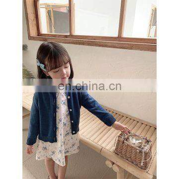 6650-2 Chinese Traditional Girls White and Blue Floral Cheongsam Dress photo-4