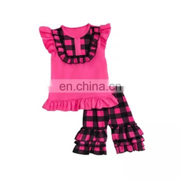 Fashion cheap ruffle easter clothes sleeveless kids clothing wholesale