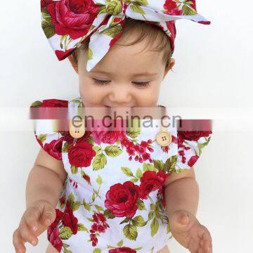 Beautiful Summer Newborn Baby Bodysuit Floral Cotton Infant Rompers photo-6